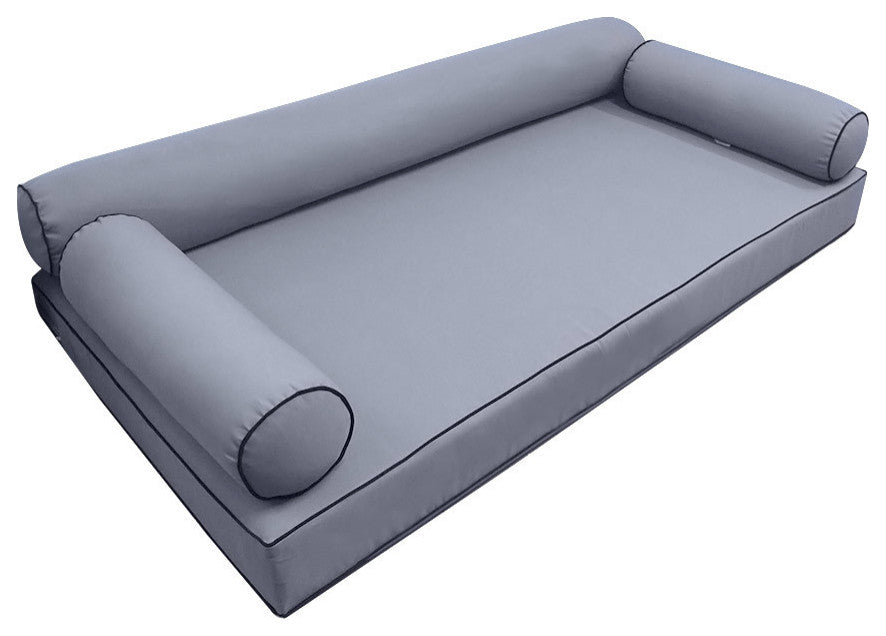 S6 Twin-XL Contrast Trim Mattress Bolster Pillow Outdoor Slip Cover ONLY AD001