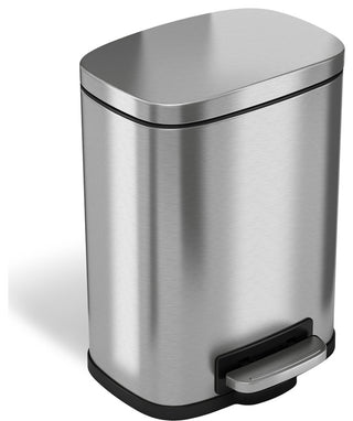 iTouchless SoftStep Stainless Steel Step Pedal Trash Can, 1.3 Gallon