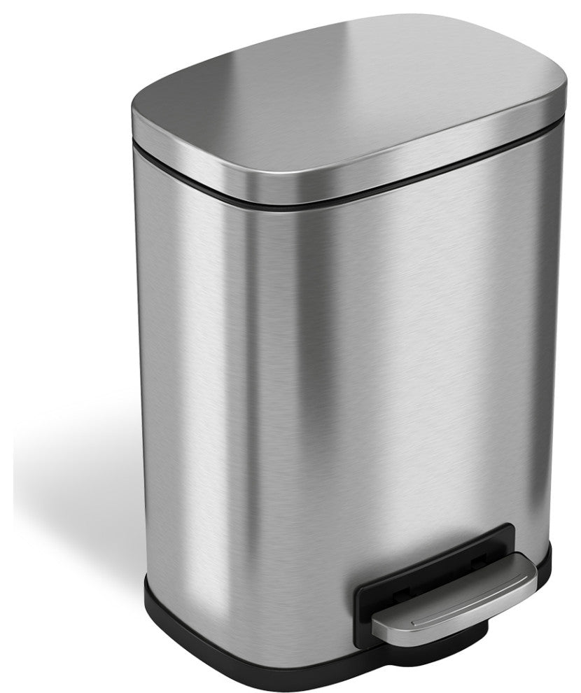 iTouchless SoftStep Stainless Steel Step Pedal Trash Can, 1.3 Gallon