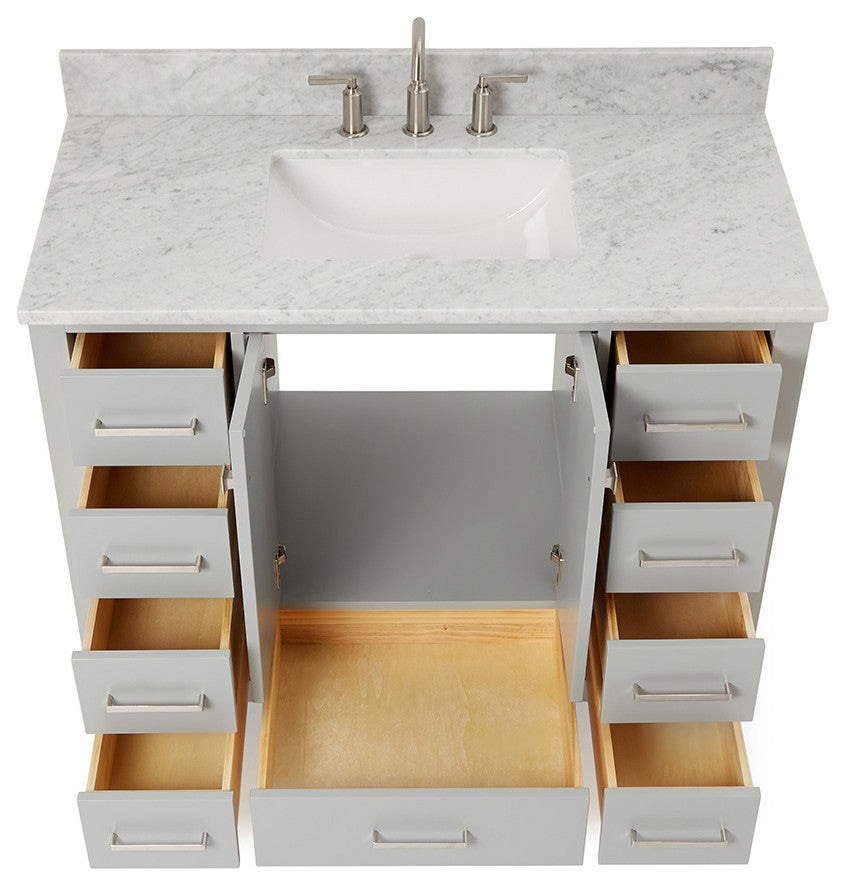 ARIEL Cambridge 43" Rectangle Sink Bath Vanity Carrara Marble