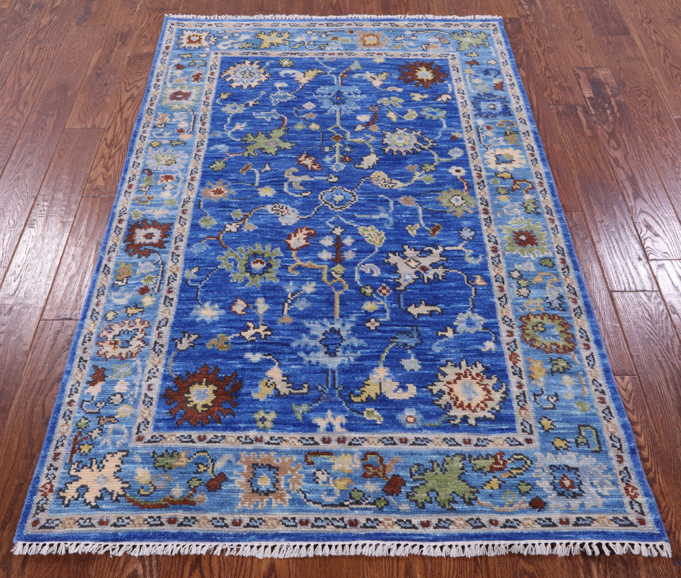 4' 1" X 6' 3" Handmade Turkish Oushak Wool Rug - Q15929