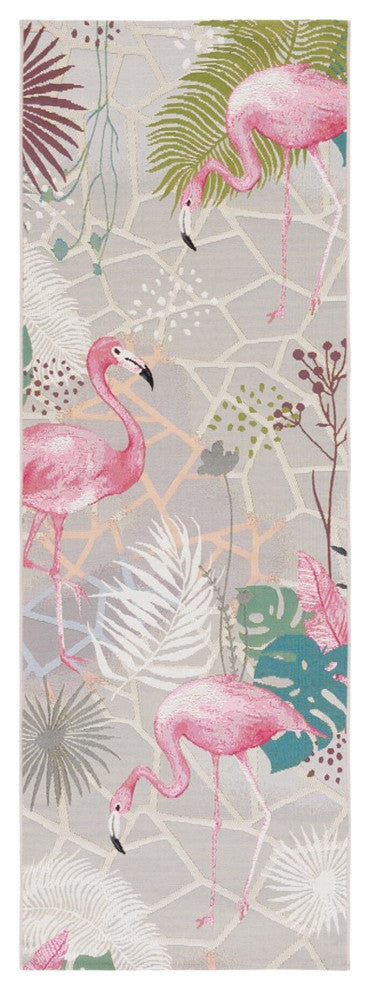 Safavieh Barbados Collection Indoor-Outdoor BAR551 Rug, Grey/Pink, 2'8"x8'