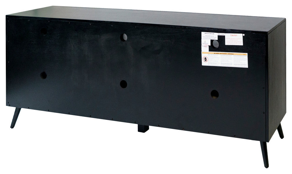 Mid-Century 70" TV Console, Entertainment Stand, Fully Assembled, Black