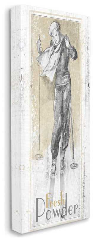 Fresh Powder Vintage Skiing Print Design, 20"x48"
