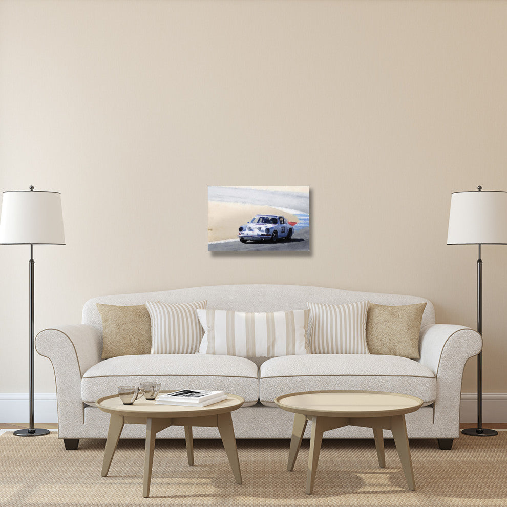 "White Porsche 911 in Monterey Watercolor" Fine Art Print