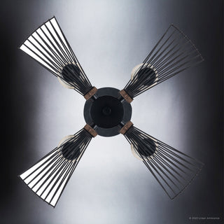 Luxury Transitional Pendant, Matte Black and Wood, ULB2311