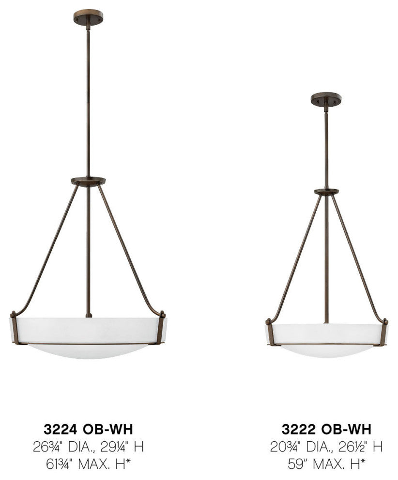 Hinkley Hathaway Large Pendant, Olde Bronze With Etched White Glass