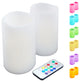 Wax Flickering LED Candles, Remote Control Multi Color, Set of 2