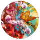Butterfly And Abstract Design Watercolor, Floral Round Artwork, 11"