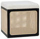 Nina 18" Cane Webbing Cube Ottoman, Ivory White
