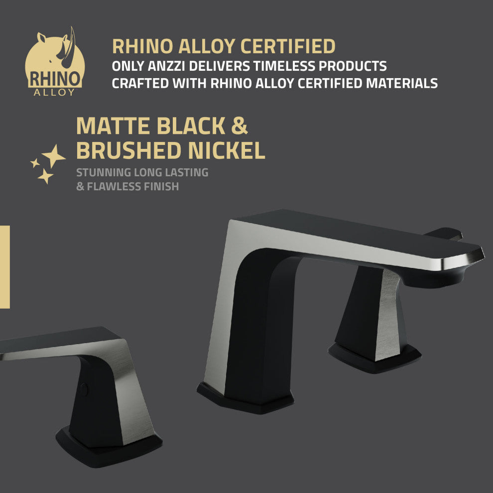 2-Handle 3-Hole Widespread Bathroom Faucet, Matte Black Brushed Nickel
