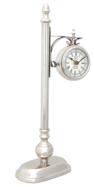 8" X 3.75" X 16.25" Brassalum. Lamp Post Clock One Sided