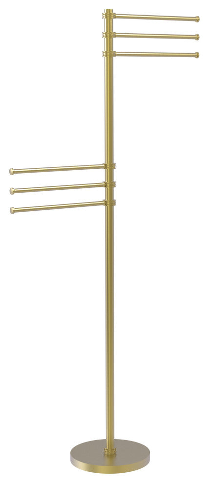 Towel Stand with 6 Pivoting 12" Arms, Satin Brass