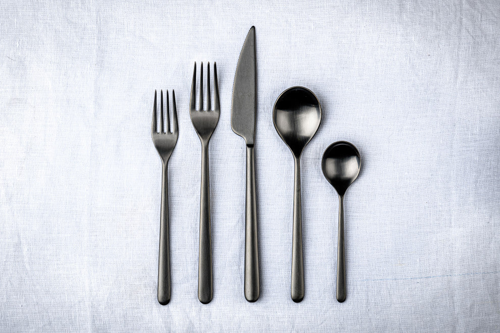 Linea Flatware Set, Ice Black Gold, 5 Pcs.