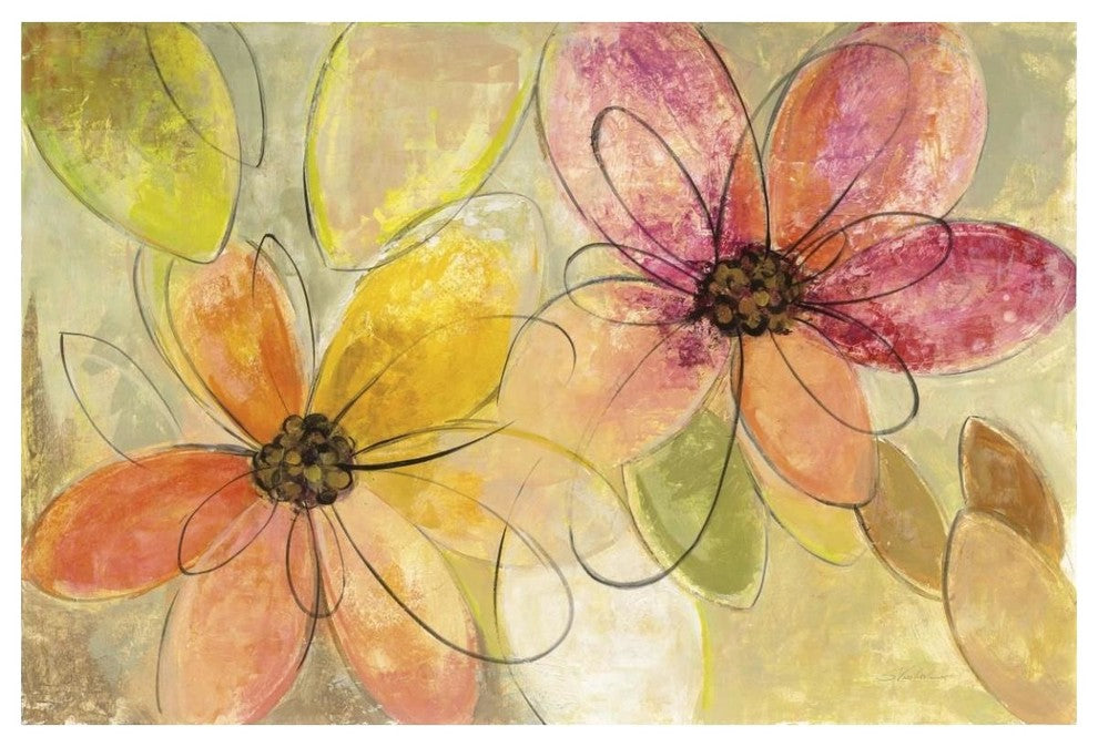 "Neon Floral Crop" Digital Paper Print by Silvia Vassileva, 50"x34"