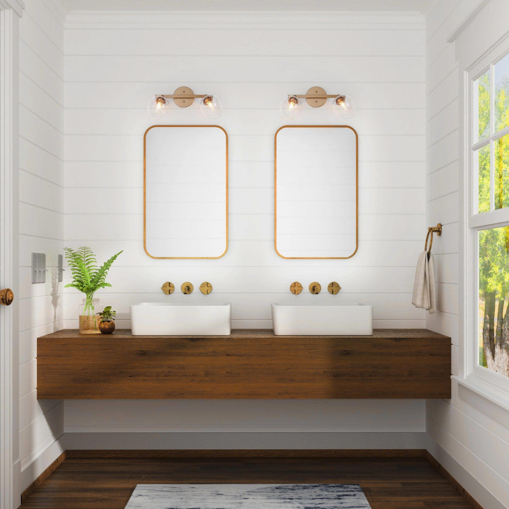 LALUZ 2-Light Gold with Glass Wine Cup Bathroom Vanity Lights