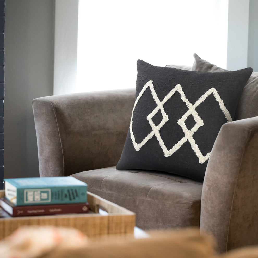 White Tufted Diamond Throw Pillow