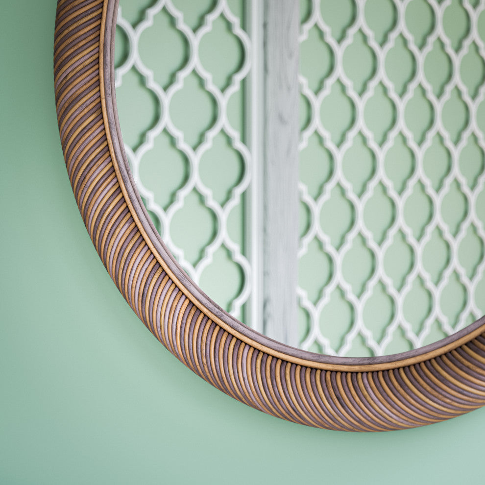 Kenroy 60551RAT Mirror, Basket Collection, Natural Rattan Finish