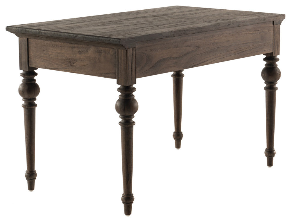 Antiqued Brown Teak Provencial Writing or Computer Desk