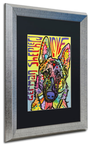 Dean Russo 'German Shepherd Luv' Art, Silver Frame, Black Matte, 20"x16"