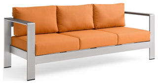 Shore Outdoor Patio Aluminum Sofa - Silver Orange