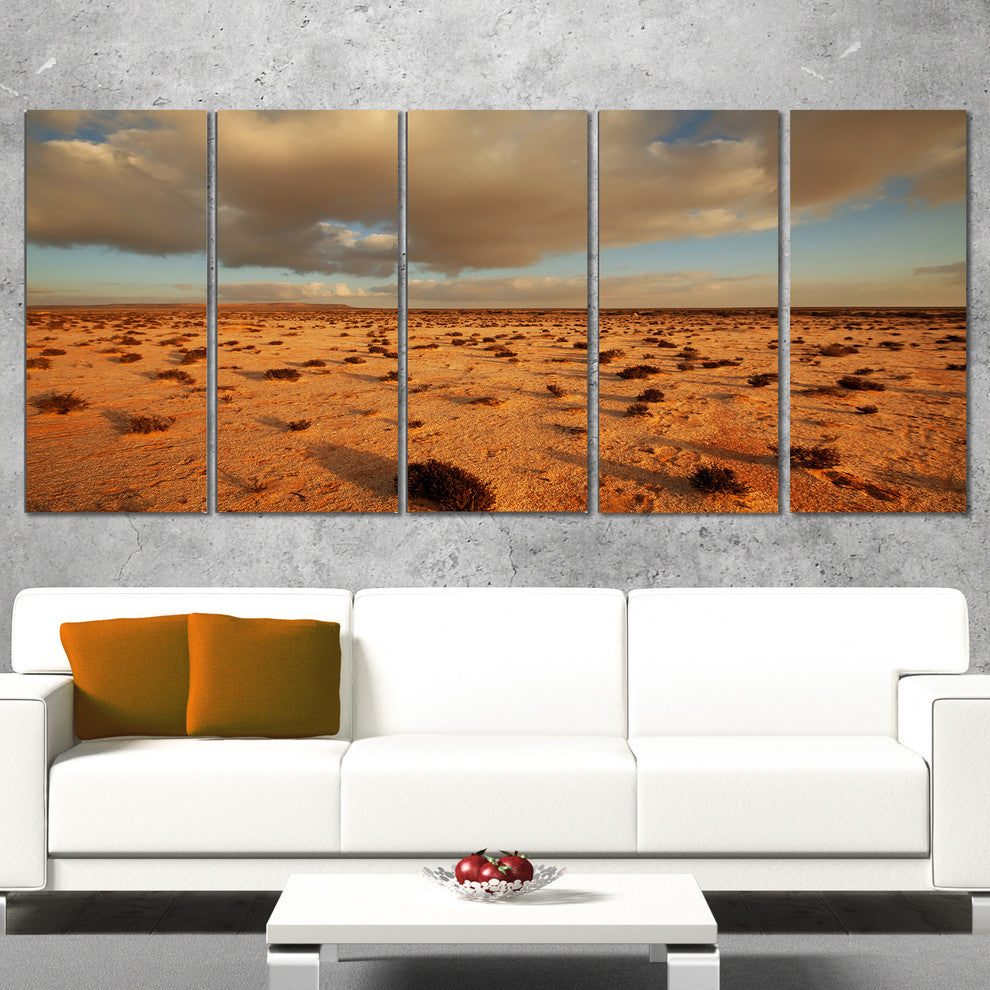 Desert in Western Sahara, Landscape Canvas Art Print, 60"x28", 5 Panels