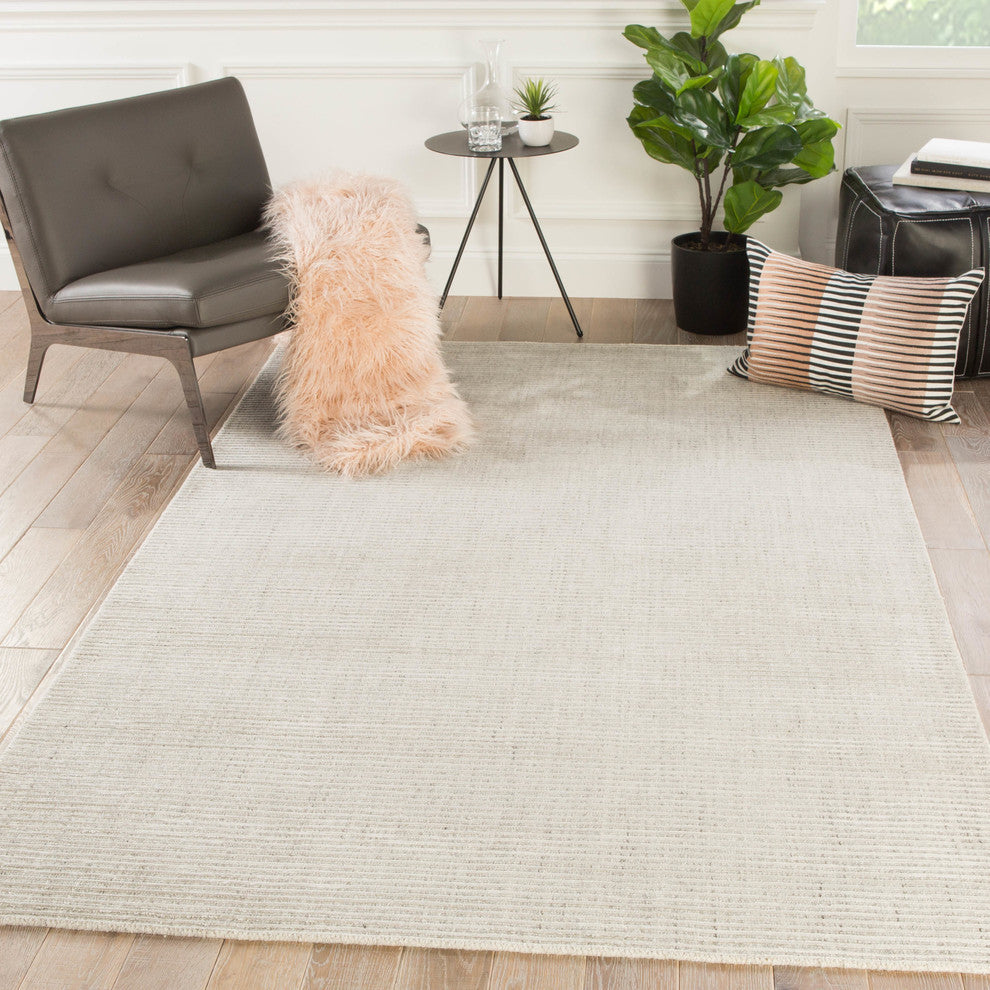 Jaipur Living Basis Handmade Solid Ivory/ Gray Area Rug 5'X8'