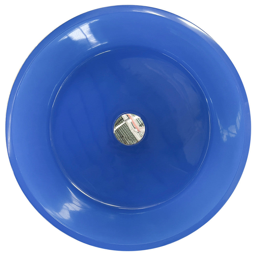 Round Floor Standing Bathroom Sink in Transparent Blue