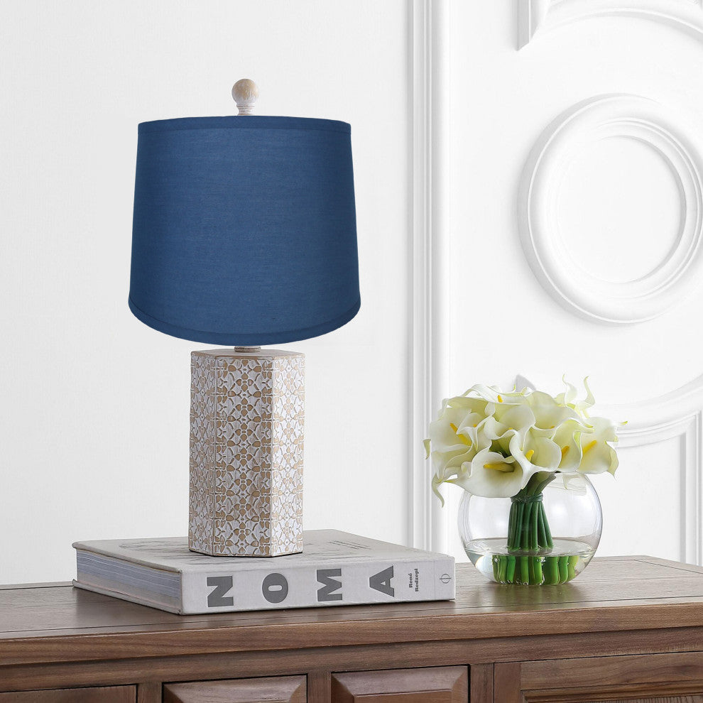 French Drum Lamp Shade, Cotton, Navy Blue, 14"