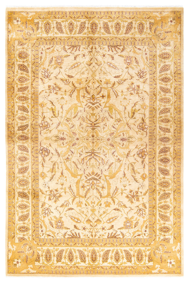 Mogul, One-of-a-Kind Hand-Knotted Area Rug, Ivory, 6' 1" x 9' 3"