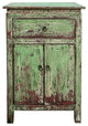 Distressed Pastel Light Green 2 Doors End Table Nightstand