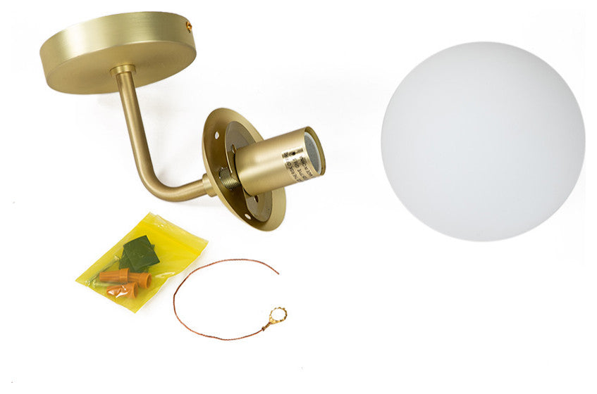1-Light Milky Glass Globe Wall Sconce, Gold