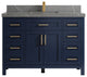 Cambridge 48 Single Sink Bath Vanity in Hale Navy Blue 2" Piatra Gray