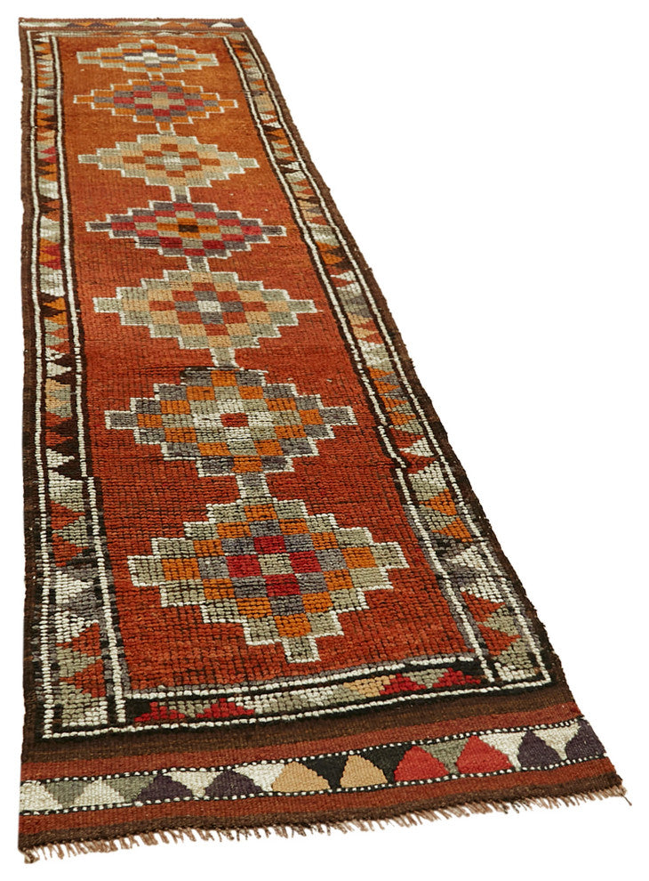 Rug N Carpet - Hand-knotted Anatolian 3' 1" x 11' 6" Rustic Runner Rug