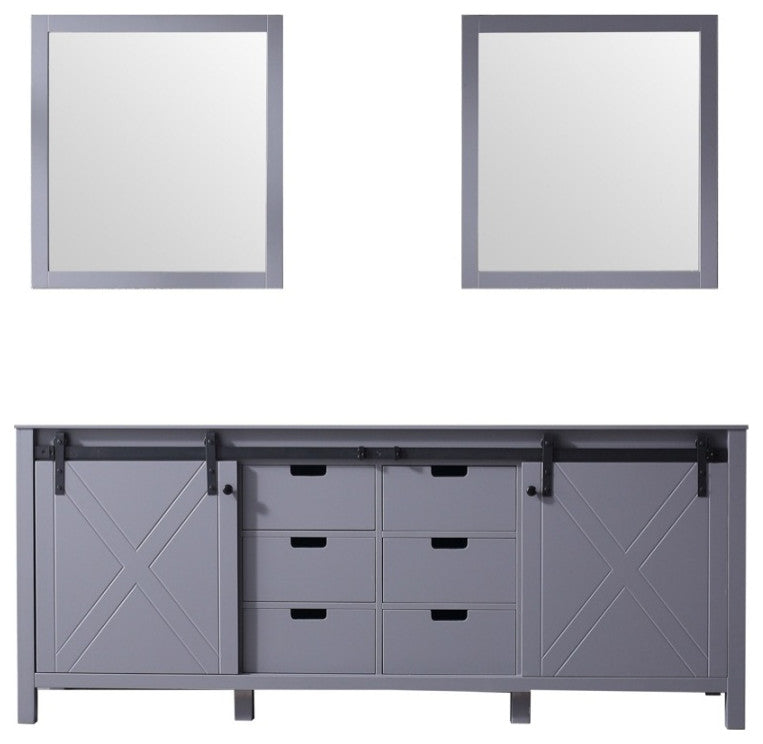 Marsyas 80" Dark Gray Double Bathroom Vanity Cabinet, 30" Wall Mirrors
