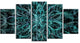 Unusual Starry Fractal Metal Grill, Abstract Canvas Wall Art, 60"x32", 5 Panels