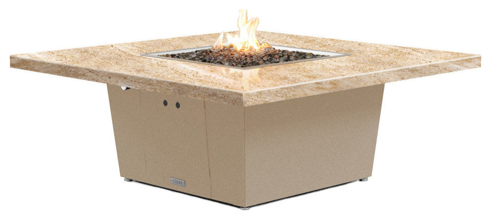 Square Fire Pit Table, 56x56, Propane, So Cal Special Granite, Beige