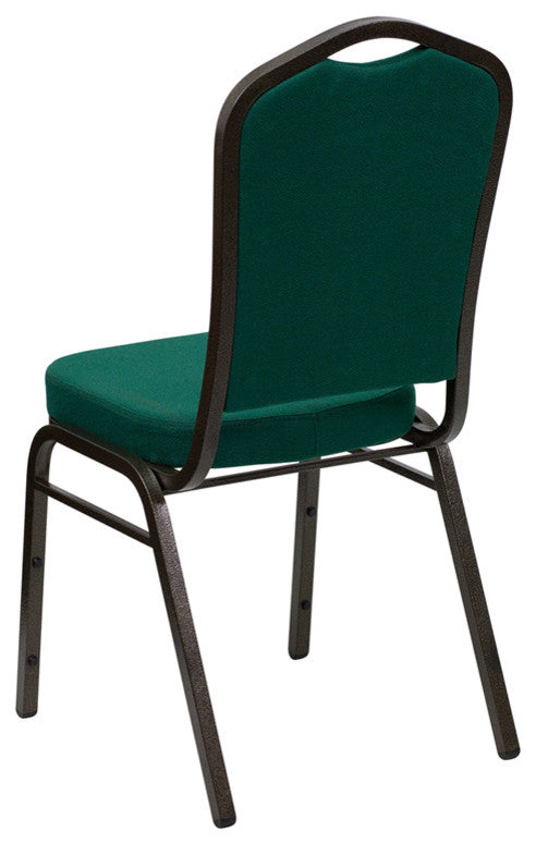 Crown Back Stacking Banquet Chair in Green Fabric - Gold Vein Frame
