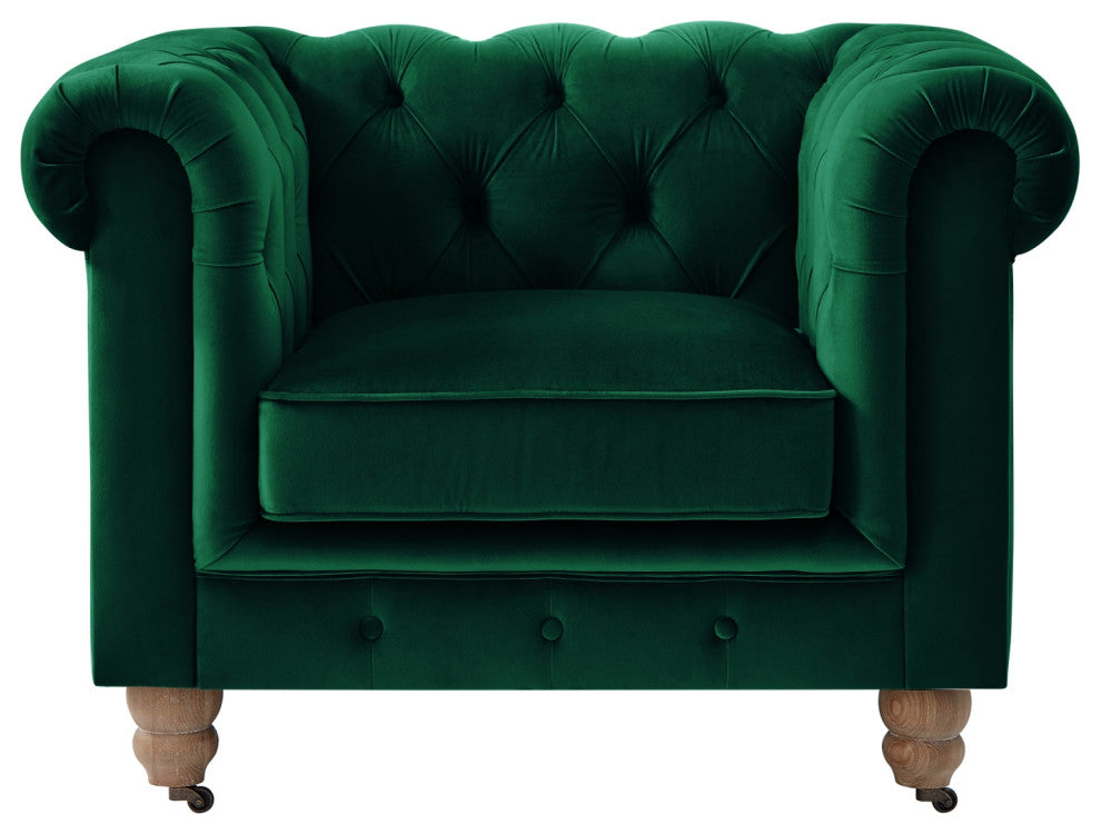 Rustic Manor Maddie Club Chair Button Tufted, Hunter Green