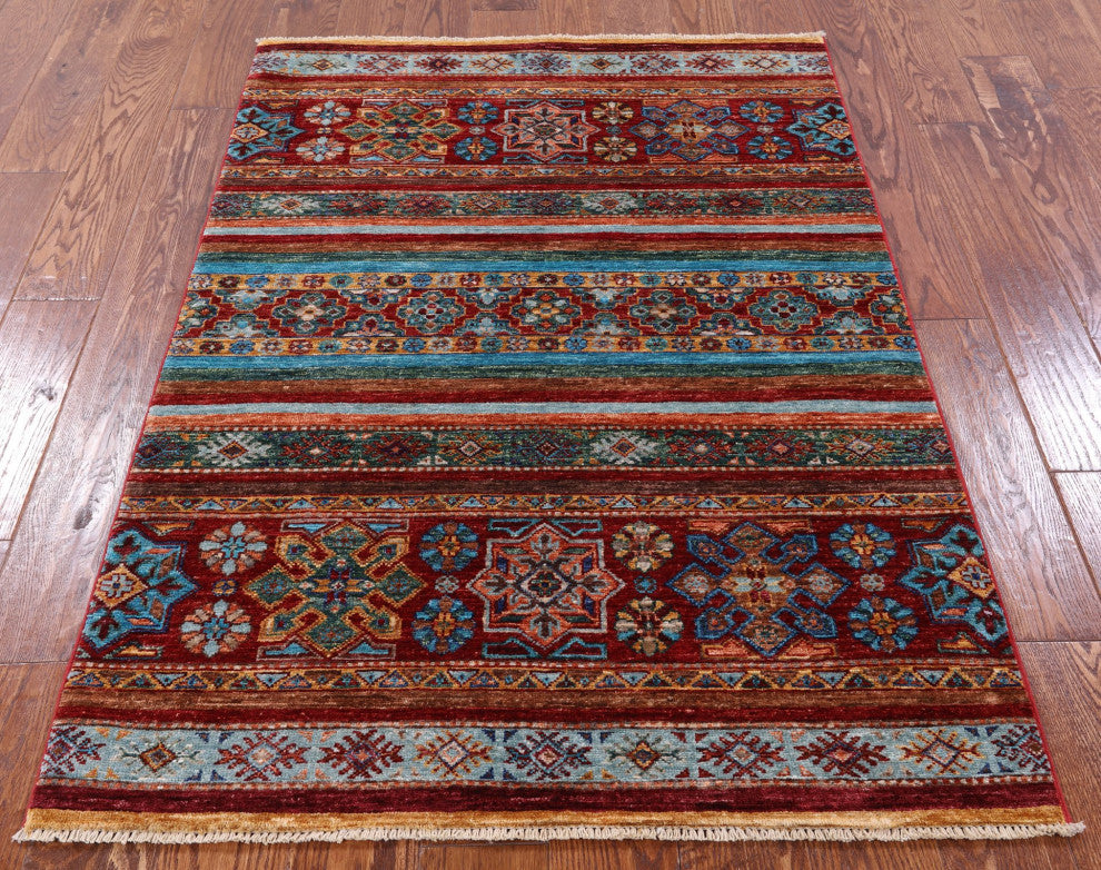 3' 5" X 4' 11" Khorjin Super Kazak Hand-Knotted Rug Q5443