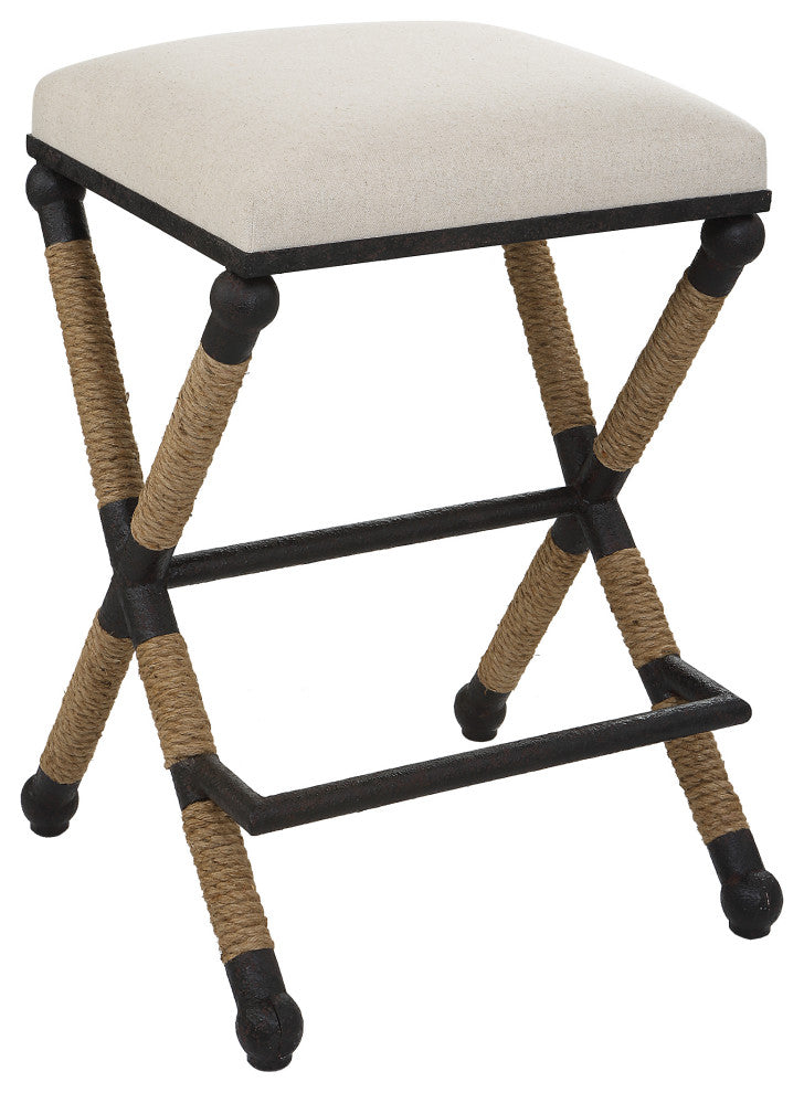 Uttermost Firth 19 x 28" Rustic Oatmeal Counter Stool