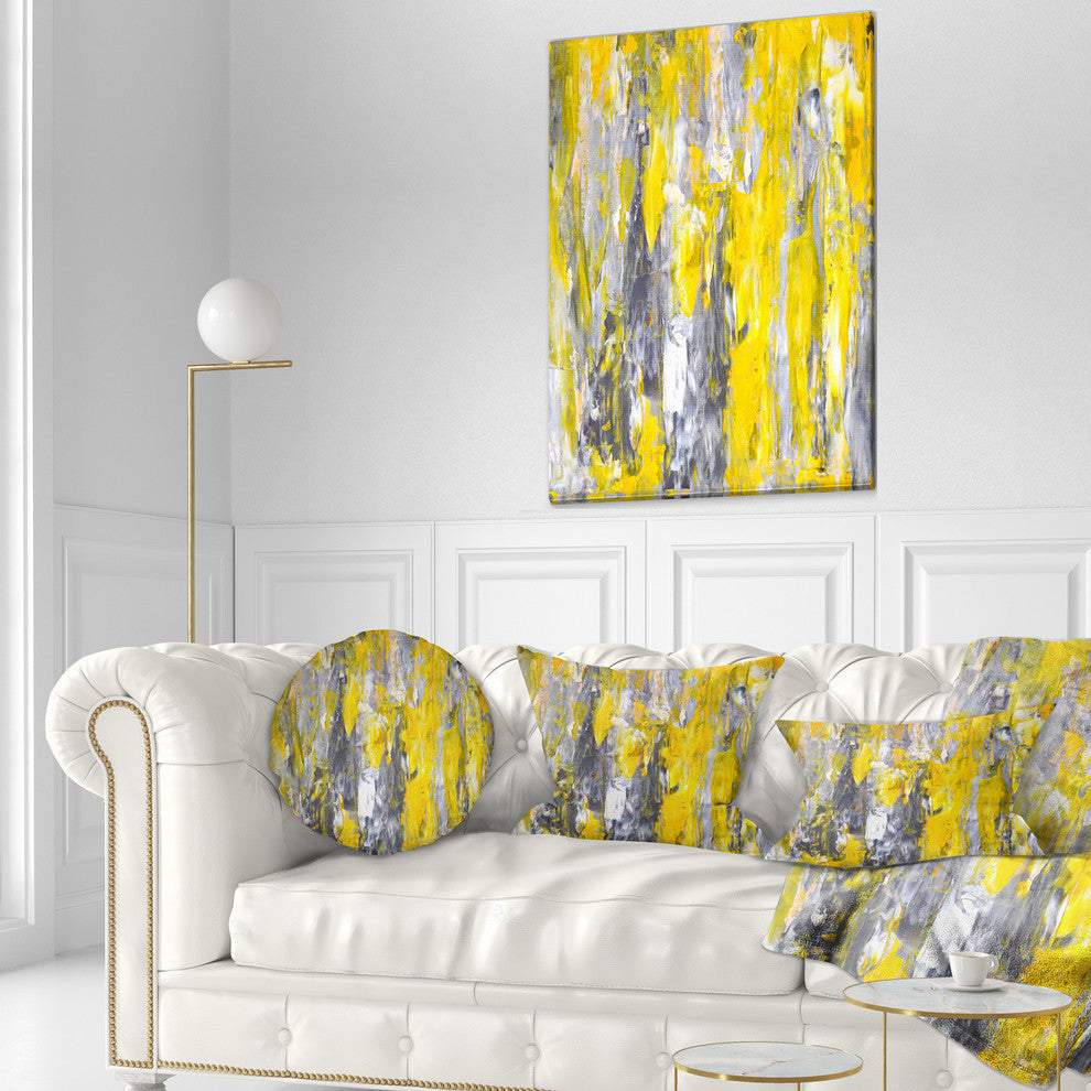 Gray And Yellow Abstract Pattern Abstract Throw Pillow, 12"x20"