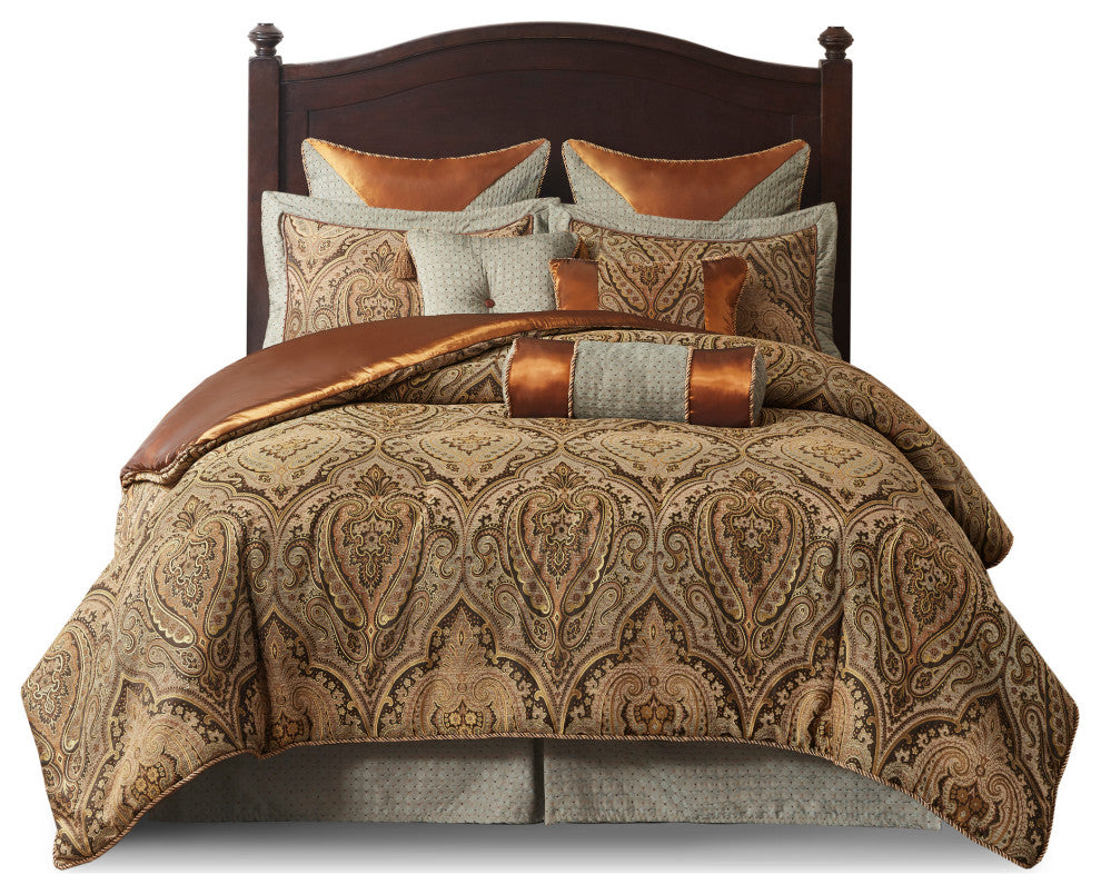 Hampton Hill Canovia Springs 9 Piece Jacquard Comforter Set, Queen