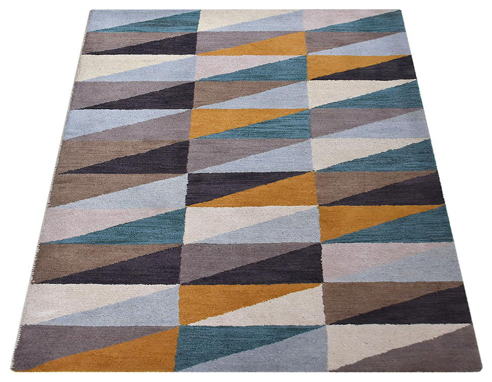 HAND TUFTED WOOL ECO-FRIENDLY AREA RUGS, Multicolor Color, Geometric Design