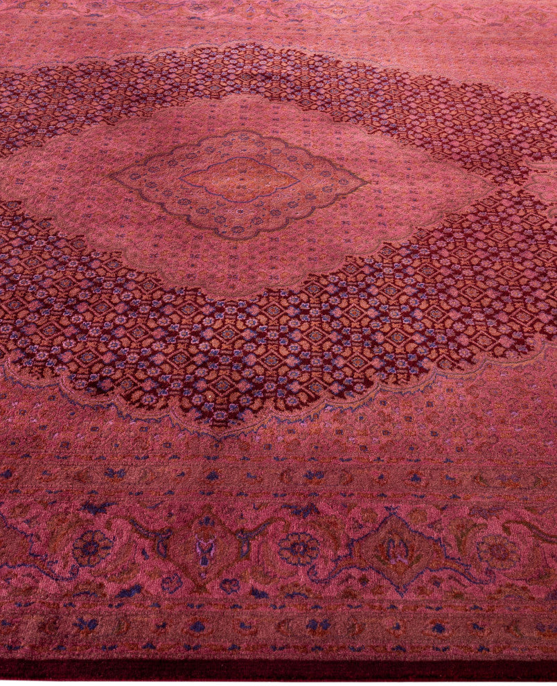 Overdyed One-of-a-Kind Hand-Knotted Area Rug Pink, 6' 7" x 9' 8"