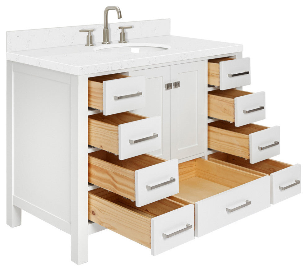 Ariel Cambridge 42" Single Oval Sink Vanity, Carrara Quartz