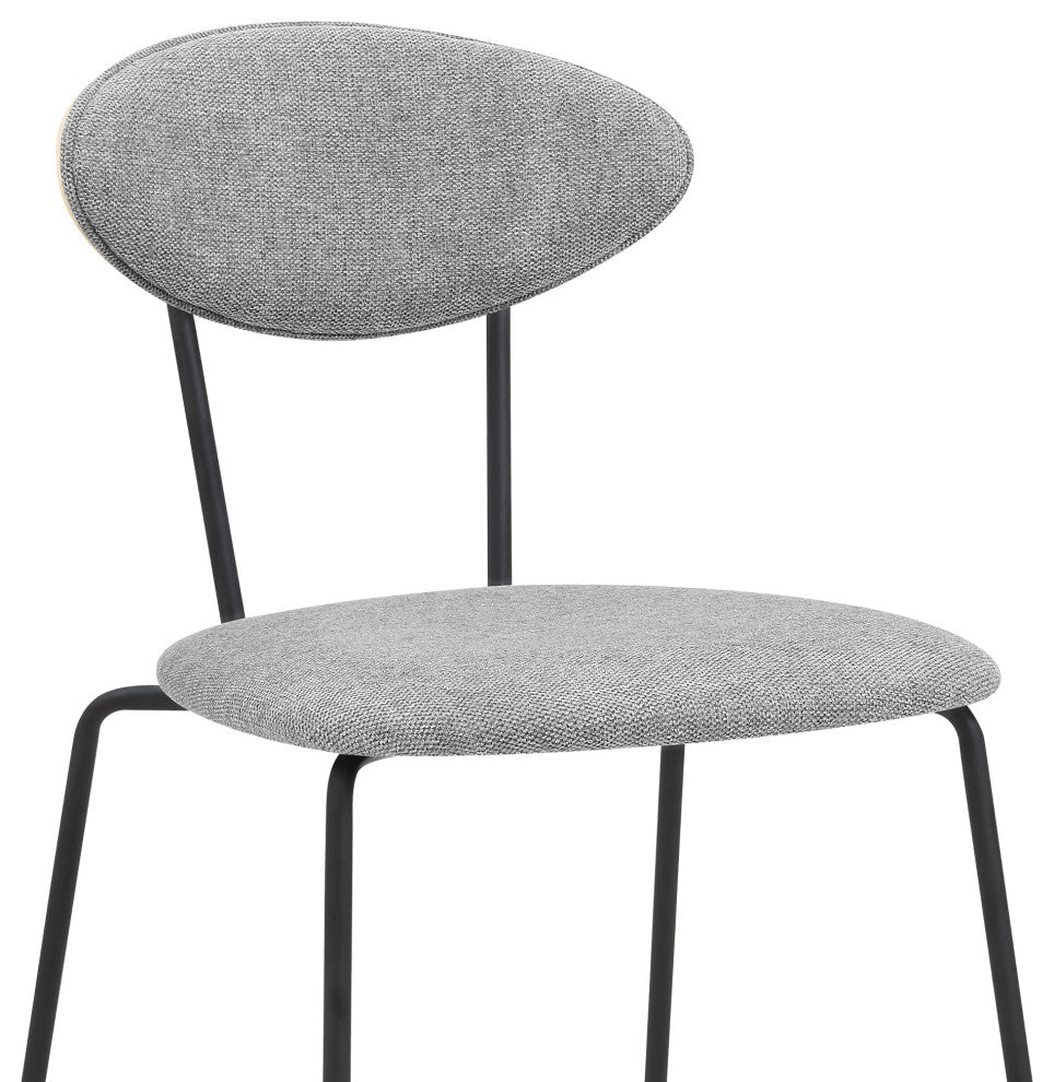 Neo Gray Fabric and Black Metal Dining Room Chairs, Set of 2