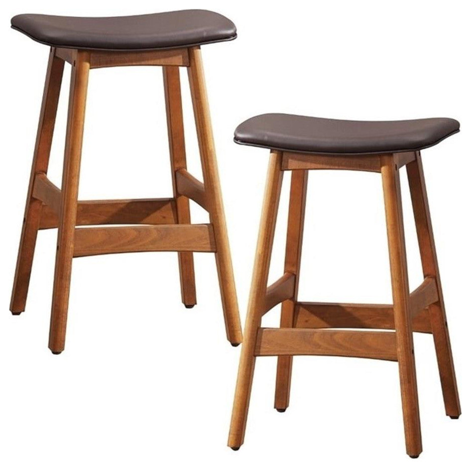 Lexicon Ride Faux Leather Counter Stool in Brown (Set of 2)