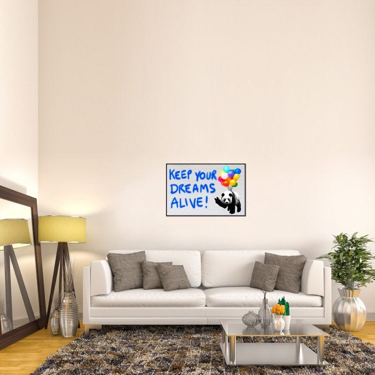 "Keep your dreams alive!" Framed Canvas Giclee by Masterfunk Collective, 37x25"