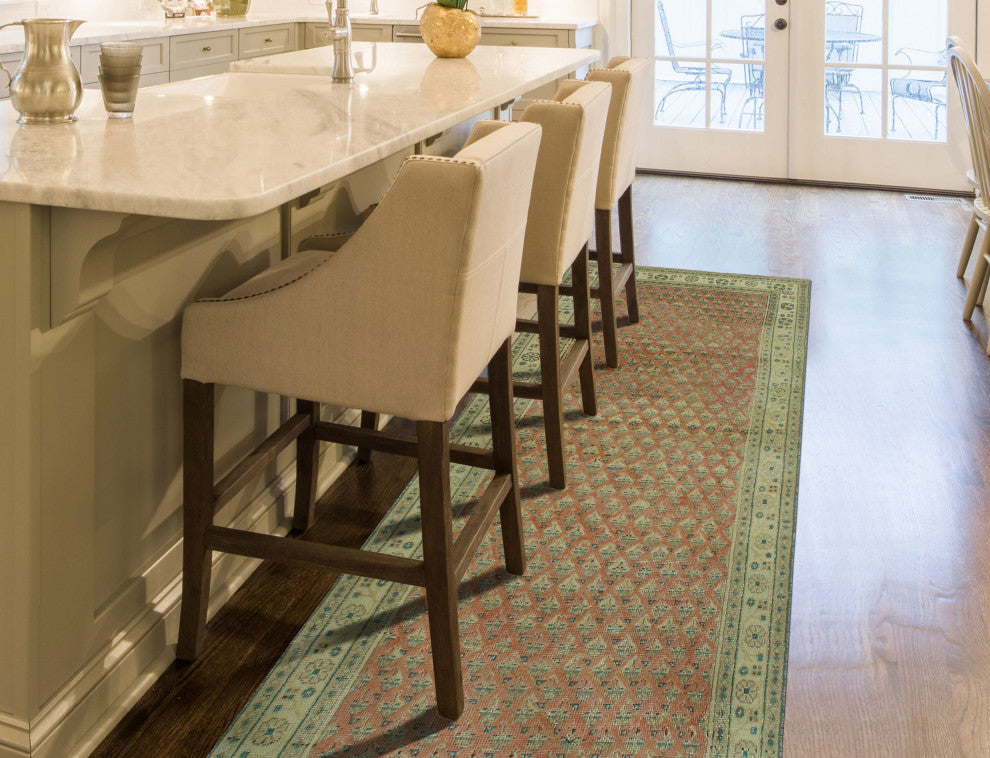Semi-Antique Salomeh Rust/Ivory Runner, 3'3x9'8